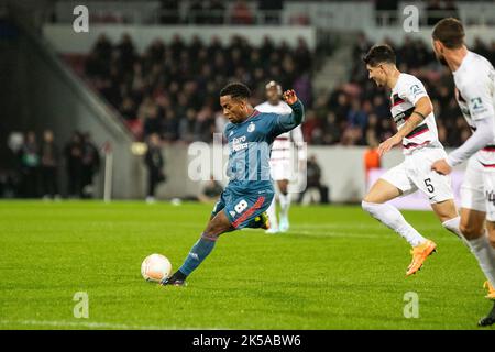 Herning, Dänemark. 06. Oktober 2022. Quinten Timber (8) aus Feyenoord beim UEFA Europa League Spiel zwischen FC Midtjylland und Feyenoord in der MCH Arena in Herning. (Foto: Gonzales Photo/Alamy Live News Stockfoto