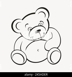 Teddybär Collage Element, schwarz-weiß Illustration Vektor. Stock Vektor