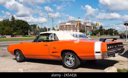 ROYAL OAK, MI/USA - 18. AUGUST 2016: Ein 1970 Dodge Coronet R/T Auto, Woodward Dream Cruise. Stockfoto