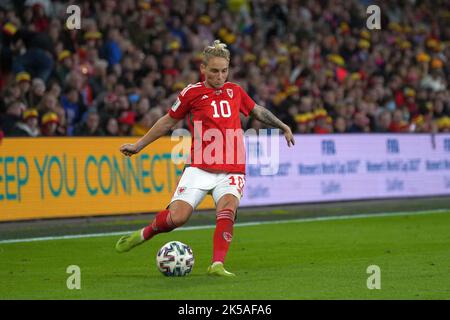 Cardiff City Stadium, Wales, 6. Oktober 2022, Jess Fishlock während des Mehrzeitsieges von Wales gegen Bosnien und Herzegowina, Cardiff City Stadium, 6. Oktober 2022, Credit Penallta Photographics / Alamy Live Stockfoto