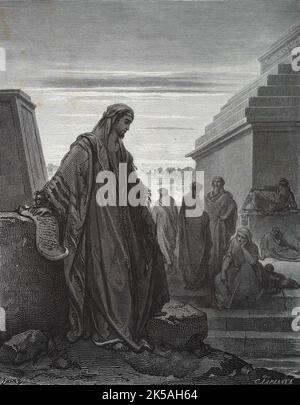 Daniel. Illustration von Gustave Dore aus der dritten Ausgabe der Bibel, übersetzt von Ludwig Philippson, 1870, Stuttgart, Deutschland. Die Originalabbildungen entstanden in der Zeit von 1850 bis 1853. Stockfoto