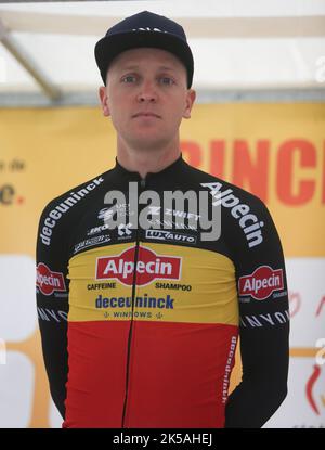 MERLIER Tim von ALPECIN-DECEUNINCK beim Binche - Chimay - Binche 2022, Memorial Frank Vandenbrouck Radrennen am 4. Oktober 2022 in Binche, Belgien - Foto Laurent Lairys / DPPI Stockfoto