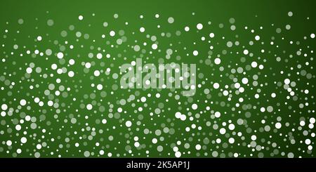 Schneefall Overlay weihnachten Hintergrund. Subtile fliegende Schneeflocken und Sterne auf weihnachtlichem grünem Hintergrund. Festlicher Schneefall-Overlay. Breite Vektorillust Stock Vektor