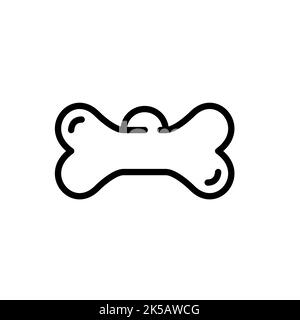 Namensschild für Hundehalsband in Metallform mit Knochen. Pixel Perfect, bearbeitbares Kontursymbol Stock Vektor