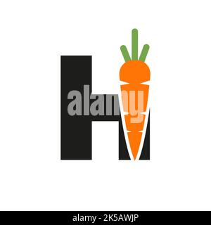Anfangsbuchstabe H Karotte Symbol Design Vektor-Vorlage. Karotten-Logo-Basiertes Alphabet Stock Vektor