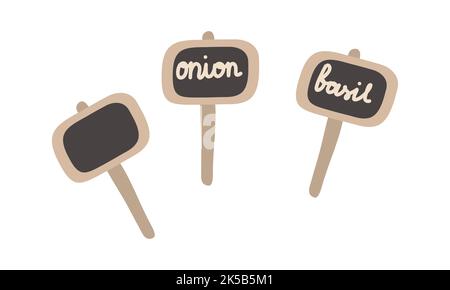 Kunststoffschilder. Gartenschild. Vektor Cartoon Garten Symbol. Flache Abbildung. Stock Vektor