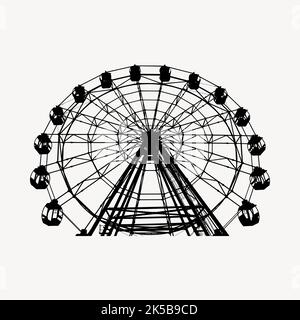 Riesenrad Silhouette Cliparts, Vergnügungspark Illustration Vektor. Stock Vektor