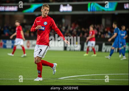 Silkeborg, Dänemark. 06. Oktober 2022. Kasper Kusk (7) aus Silkeborg, WENN er während des UEFA Europa Conference League-Spiels zwischen Silkeborg IF und FCSB im JYSK Park in Silkeborg gesehen wurde. (Foto: Gonzales Photo/Alamy Live News Stockfoto