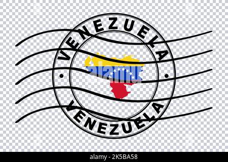 Karte von Venezuela, Postpassstempel, Reisestempel, Zuschneideweg Stockfoto