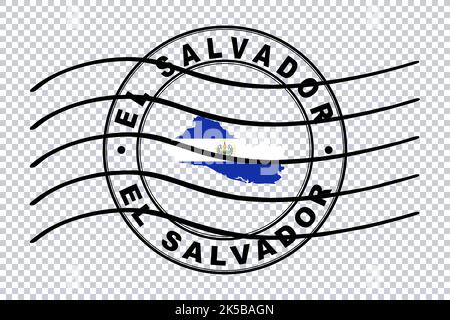 Karte von El Salvador, Postpassstempel, Reisestempel, Zuschneideweg Stockfoto