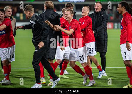 Silkeborg, Dänemark. 06. Oktober 2022. Anders Klynge (21) aus Silkeborg, WENN er nach dem Spiel der UEFA Europa Conference League zwischen Silkeborg IF und FCSB im JYSK Park in Silkeborg gesehen wurde. (Foto: Gonzales Photo/Alamy Live News Stockfoto