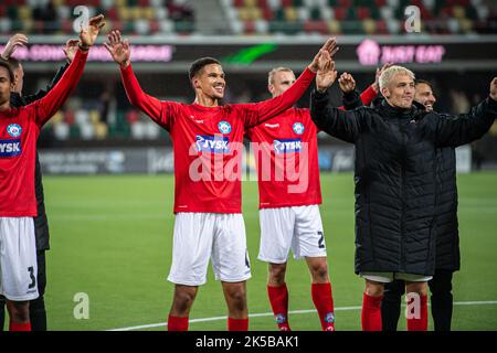 Silkeborg, Dänemark. 06. Oktober 2022. Joel Felix (4) von Silkeborg, WENN er nach dem Spiel der UEFA Europa Conference League zwischen Silkeborg IF und FCSB im JYSK Park in Silkeborg gesehen wurde. (Foto: Gonzales Photo/Alamy Live News Stockfoto