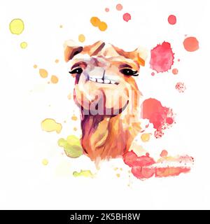 Ein Porträt eines lachenden Kamels in niederer Poly-Kunst Stock Vektor