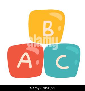 Bildung Blöcke Symbol, Kinder Würfel Logo A B C isoliert. Stock Vektor