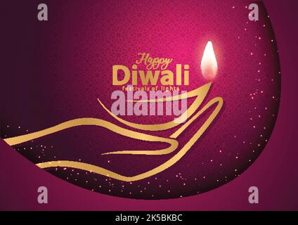 Frohes Diwali. Indische Lichtfeste mit Diwali-Elementen. vektor-Illustration. Stock Vektor