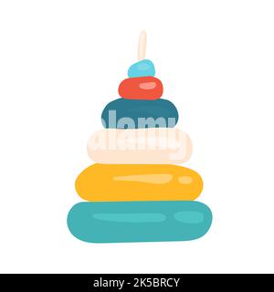 Kinder s Spielzeug Pyramide Vektor Illustration isoliert auf weiß. Stock Vektor