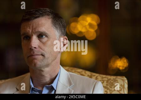 Der Bürgermeister von Quebec, Bruno Marchand, während eines Interviews im Rathaus am 19. August 2022 Stockfoto