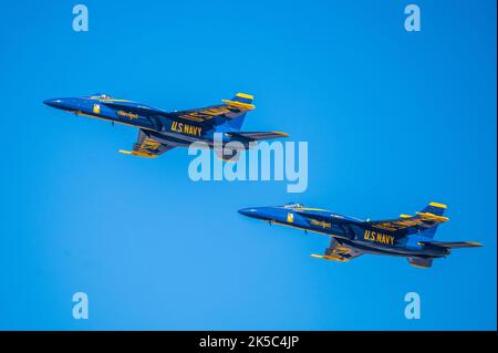 Das Geschwader der Boeings of Blue Angles in Miramar Sky, USA Stockfoto