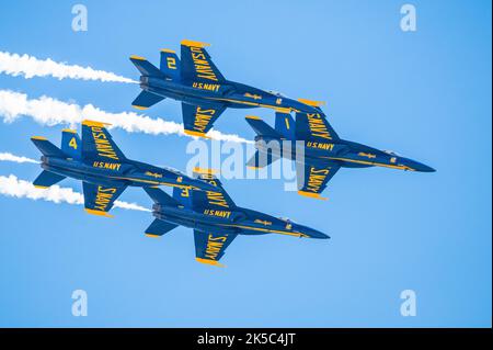 Das Geschwader der Boeings of Blue Angles in Miramar Sky, USA Stockfoto