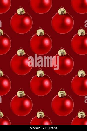 Nahtlose rote Weihnachtskugeln Muster auf rotem Hintergrund Stockfoto