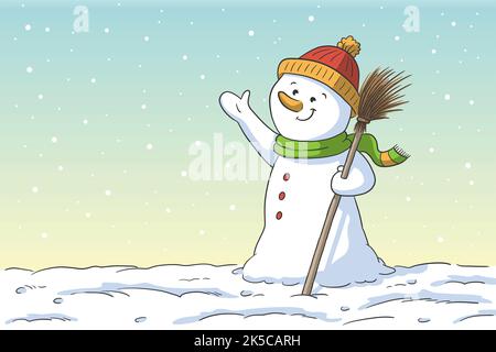 Netter Cartoon Schneemann. Stockfoto