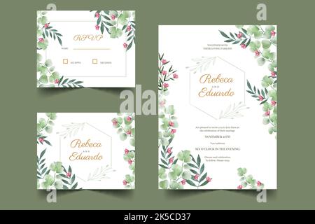 Elegante Hochzeit Einladung Karte Vorlage Vektor Design Illustration Stock Vektor