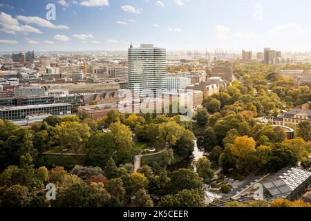 Park Planten un Blomen in Hamburg von oben Stockfoto