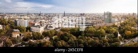 Park Planten un Blomen in Hamburg von oben Stockfoto