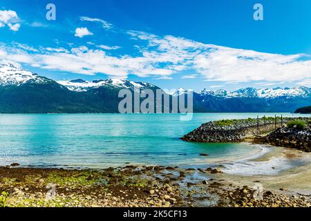 Chilkoot Inlet; Upper Lynn Canal; Coast Mountains Beyond; Oceanside RV Park; Haines; Alaska; USA Stockfoto