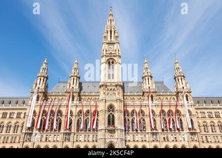 Das Rathaus in Wien im neugotischen Stil Stockfoto