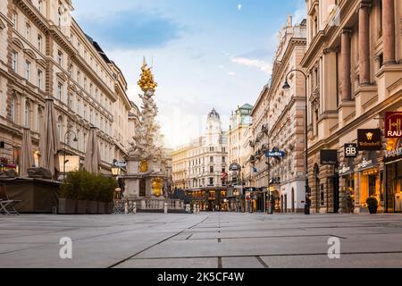 Beliebte Einkaufsstraße und Fußgängerzone Graben in der Innenstadt von Wien, Österreich Stockfoto