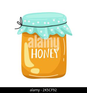 Isolierte Vektor-Honig-Glas und mit Honig auf weiß. Stock Vektor