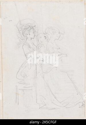 Zwei sitzende Frauen mit männlichen Figur zwischen ihnen [verso], wahrscheinlich c. 1754/1765. Stockfoto