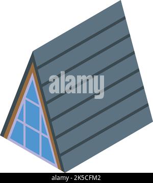 Isometrischer Vektor des Kabinensymbols. Strandbungalow. Tropisches Meer Stock Vektor