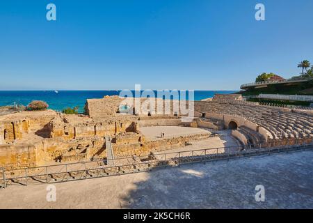 Historisches Amphitheater Circ Roma, Tarragona, Katalonien, Spanien Stockfoto