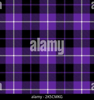 Halloween Schottische Karierte Muster In Lila Schwarz Tartan Plaid Hintergrund Vektorgrafik Für Rock, Mantel, Jacke, Herbst Flanellhemd Stock Vektor