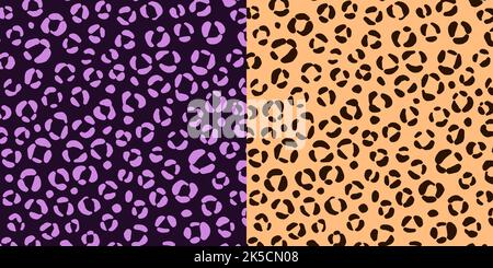 Leopard Geparden Muster In Violett Und Schokolade Farbe. Stilvolle Pelzmuster Vektor Illustration Stock Vektor