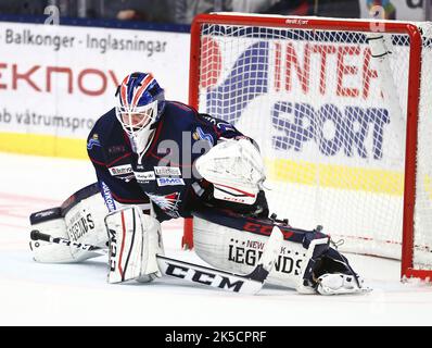 Linköping HC gegen Brynäs IF, Schwedische Eishockeyliga, in der Saab Arena, Linköping, Schweden. Im Bild: Marcus Högberg, Torwart Linköping HC. Stockfoto