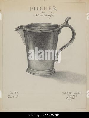 Zinn-Pitcher, 1936. Stockfoto