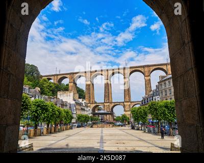 In der Altstadt von Morlaix, Bretagne, Frankreich Stockfoto