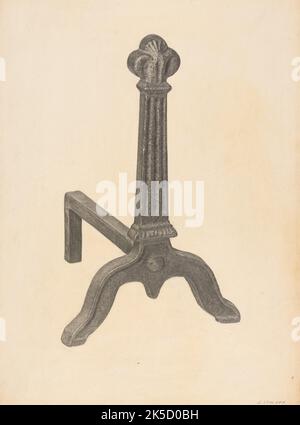 Andiron (eines der Paare), c. 1938. Stockfoto