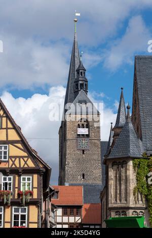 Marktkirche St. Benediktii, Unesco-Weltkulturerbe, Quedlinburg, Sachsen-Anhalt, Deutschland Stockfoto