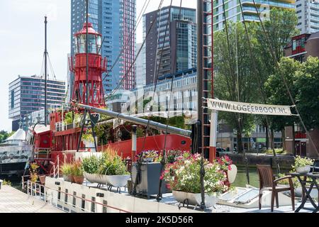 Niederlande, Rotterdam, Maritiem Museum Rotterdam, Museumshafen, Schiff 11, Leuchtturmschiff Stockfoto