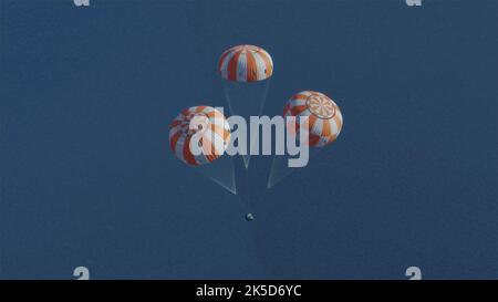 ARTEMIS I ist der erste integrierte Test der NASA für die Raumfahrzeuge Orion, das Space Launch System (SLS) und das Kennedy Space Center. Diese unbemannte Mission wird über drei Wochen Tausende von Kilometern über den Mond hinaus reisen und damit den Grundstein für zukünftige menschliche Tiefenweltraumforschung legen. Stockfoto