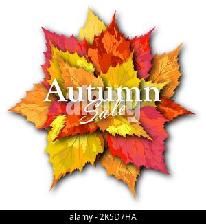 Herbst Verkauf Banner-Vorlage schmücken mit Birkenblättern in warmen Farbton für den Einkauf Verkauf oder Promotion Poster und Web-Banner. Vektorgrafik. Stock Vektor