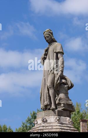 Statue von Jacob van Maerlant, Damme, Westflandern, Flandern, Belgien Stockfoto