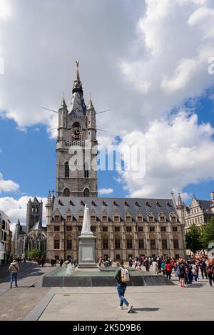 Glockenturm- und Tuchhalle, Gent, Ostflandern, Flandern, Belgien Stockfoto