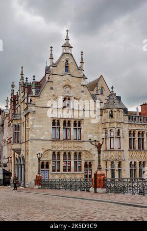 Restaurant an der St. Michaels Brücke, Gent, Ostflandern, Flandern, Belgien Stockfoto