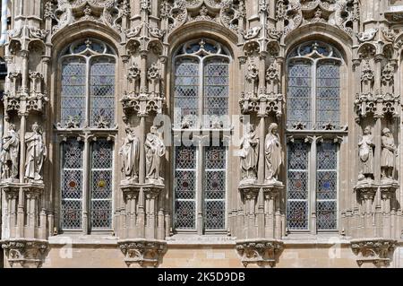 Rathaus, Fassade mit Statuen, Gent, Ostflandern, Flandern, Belgien Stockfoto