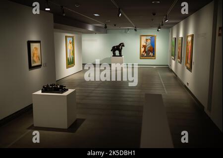 „Fernando Botero, Sinnlichkeit und Schwermut“-Ausstellung eines beliebten kolumbianischen Künstlers im Goya Museum von Zaragoza, Spanien Stockfoto